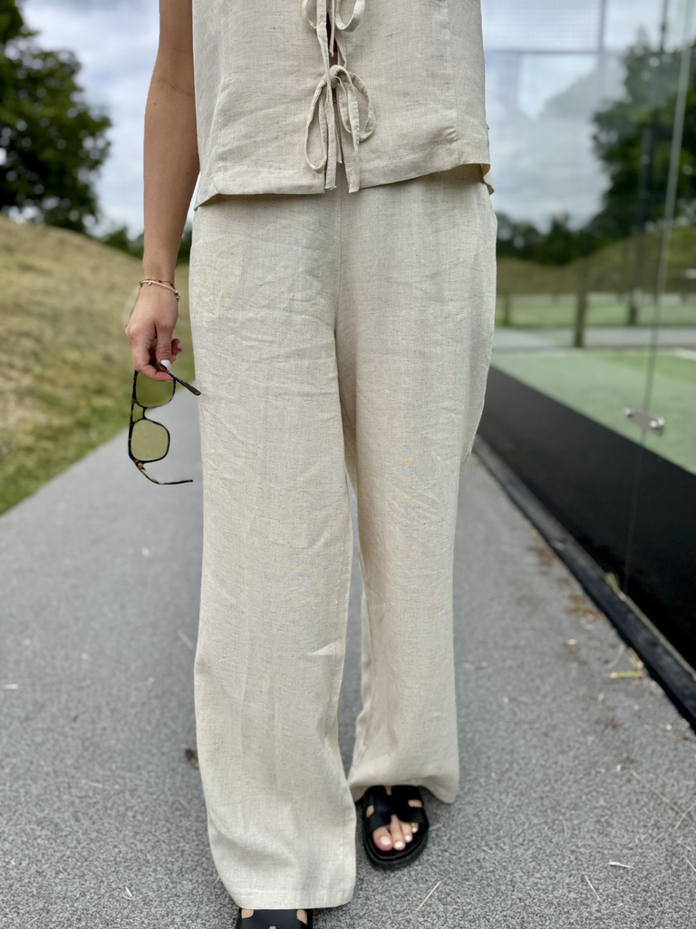 pantalon en lin Karl - Biege2.webp