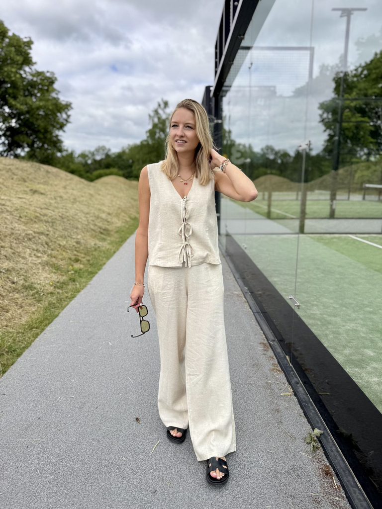 pantalon en lin Karl - Biege4.webp