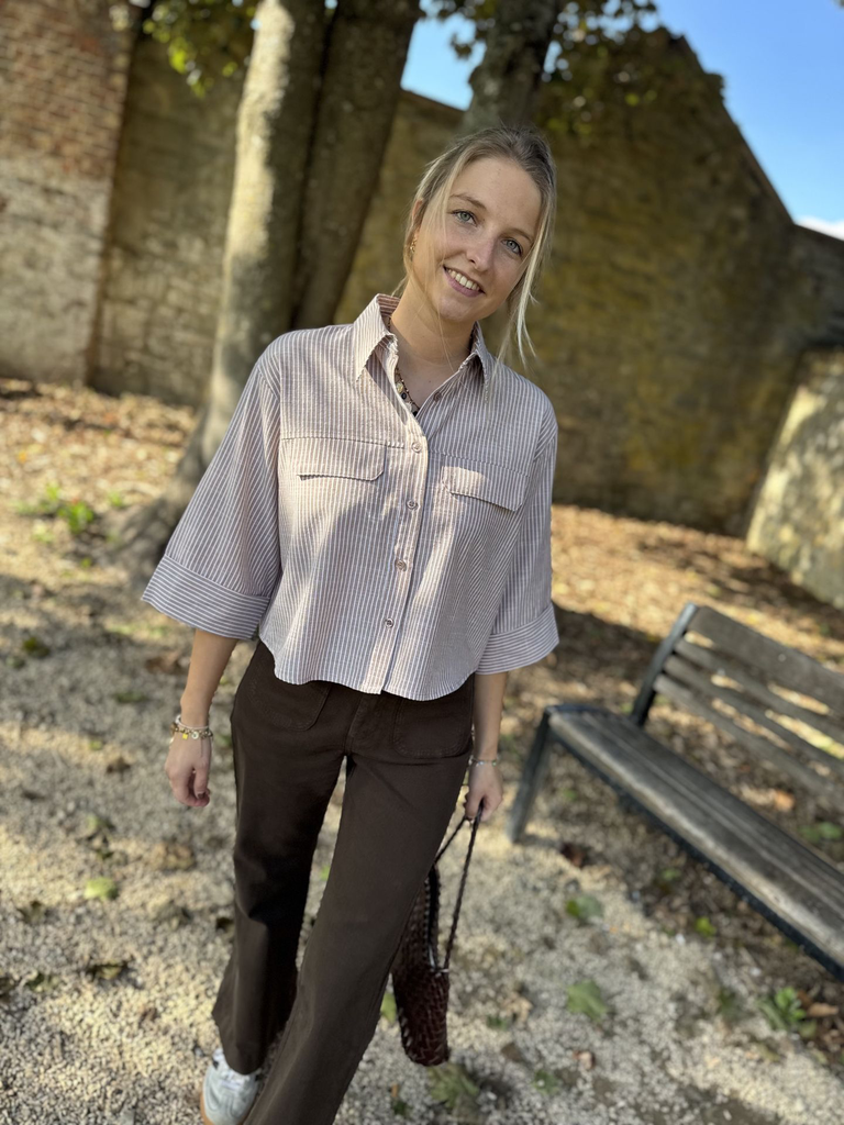 Chemise lignée Evy - Marron6.webp