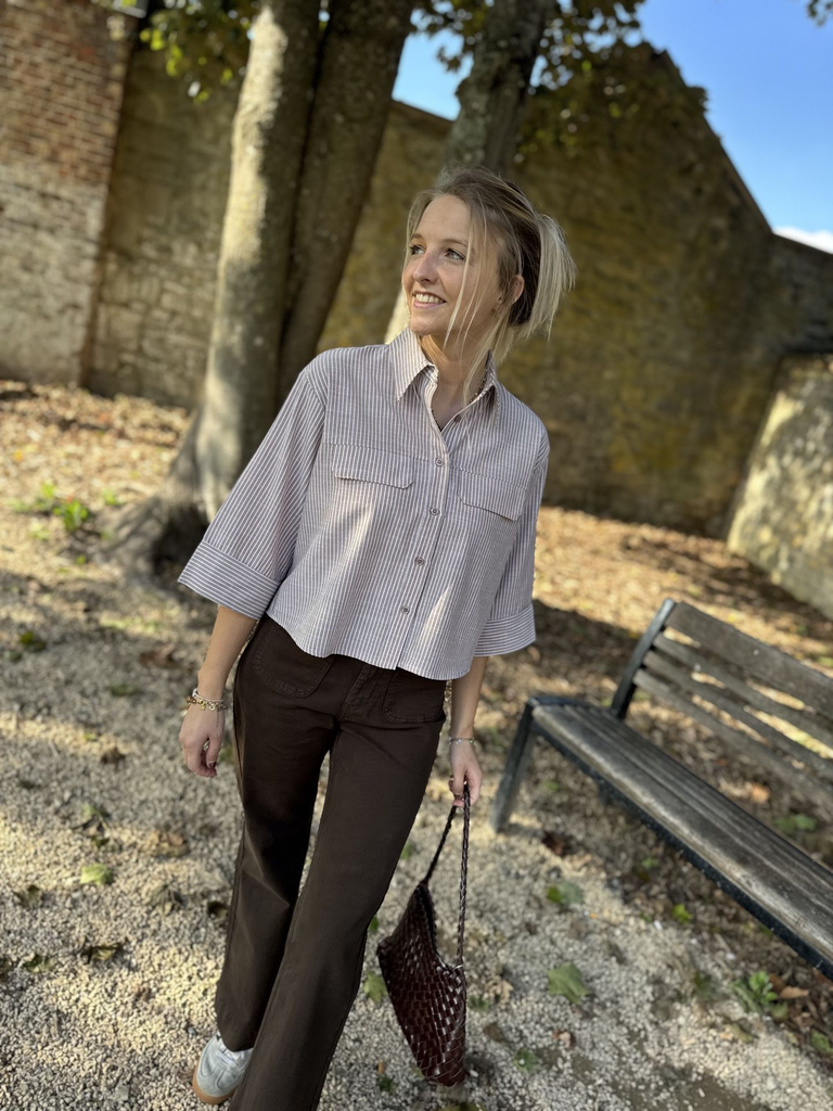 Chemise lignée Evy - Marron7.webp