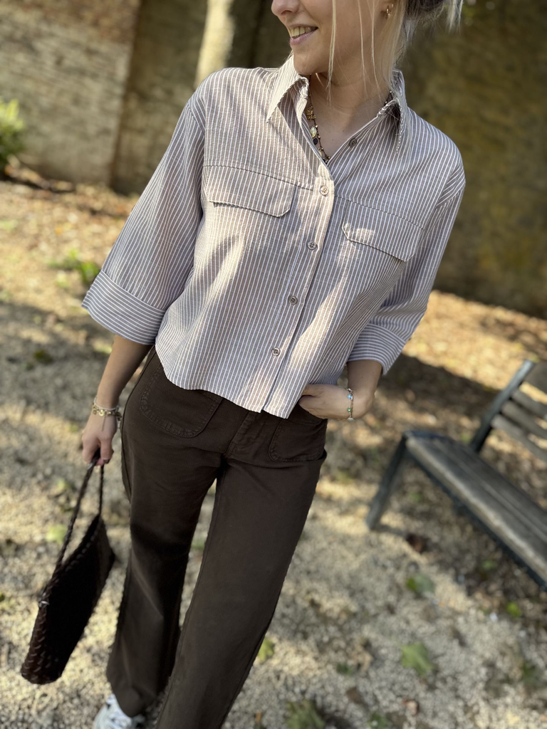 Chemise lignée Evy - Marron3.webp