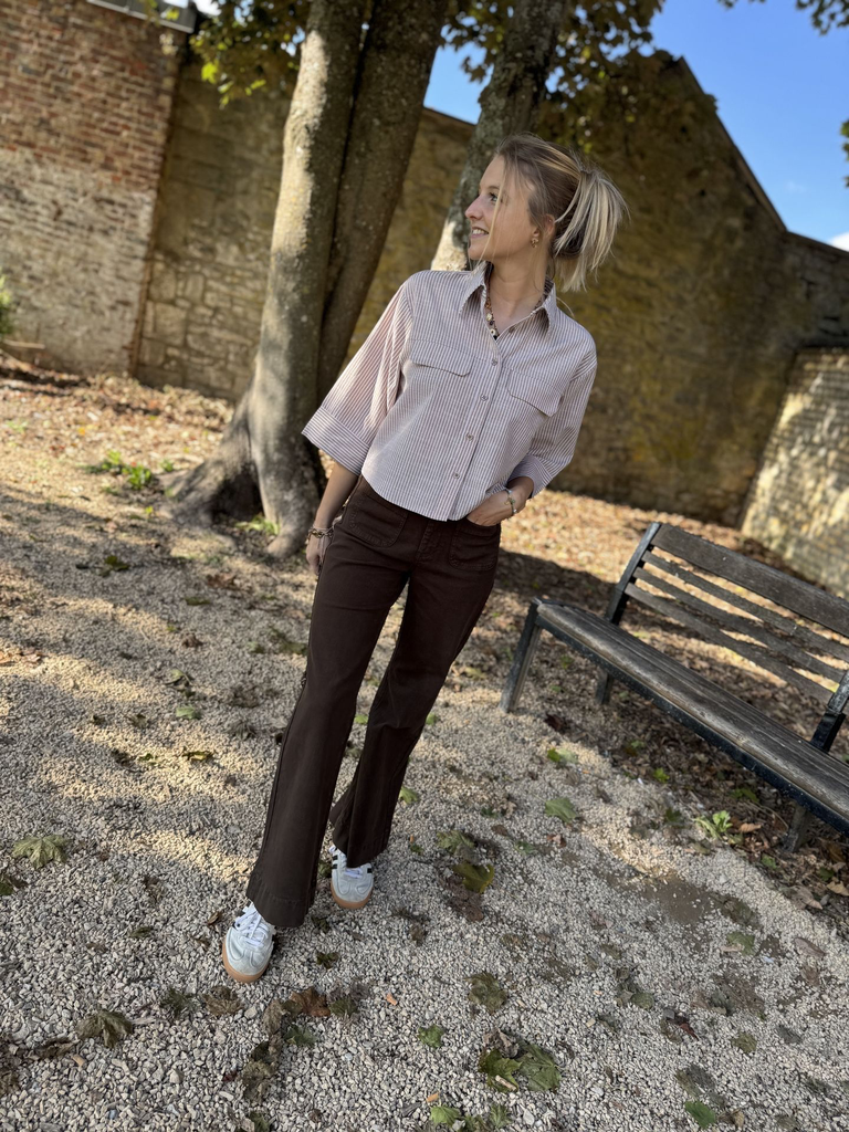Chemise lignée Evy - Marron2.webp
