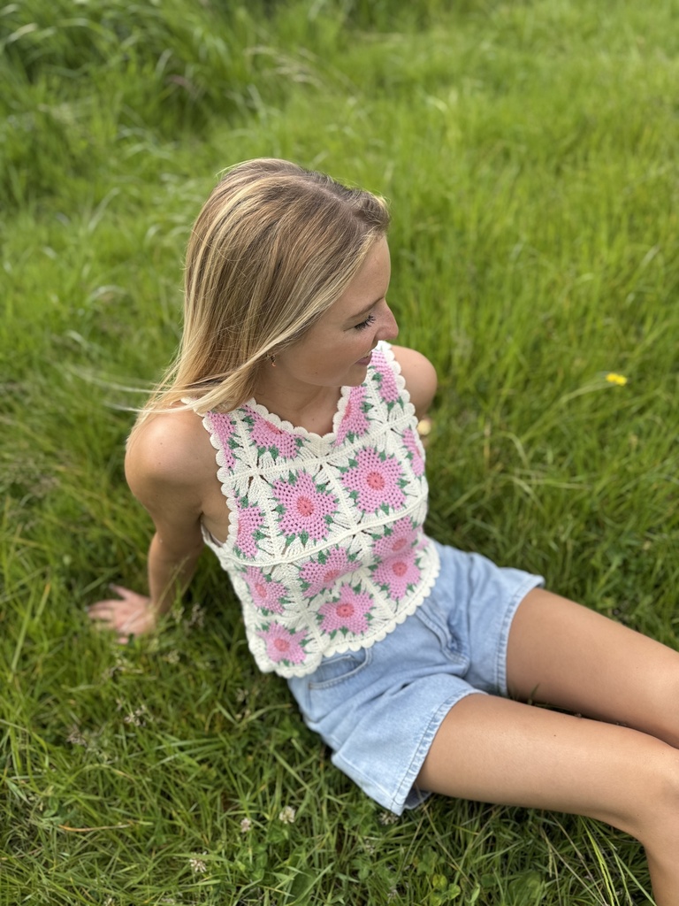 TOP EN CROCHET FLORA - ROSE