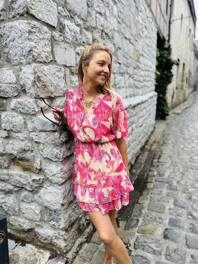 ROBE À MOTIFS MELA - ROSE