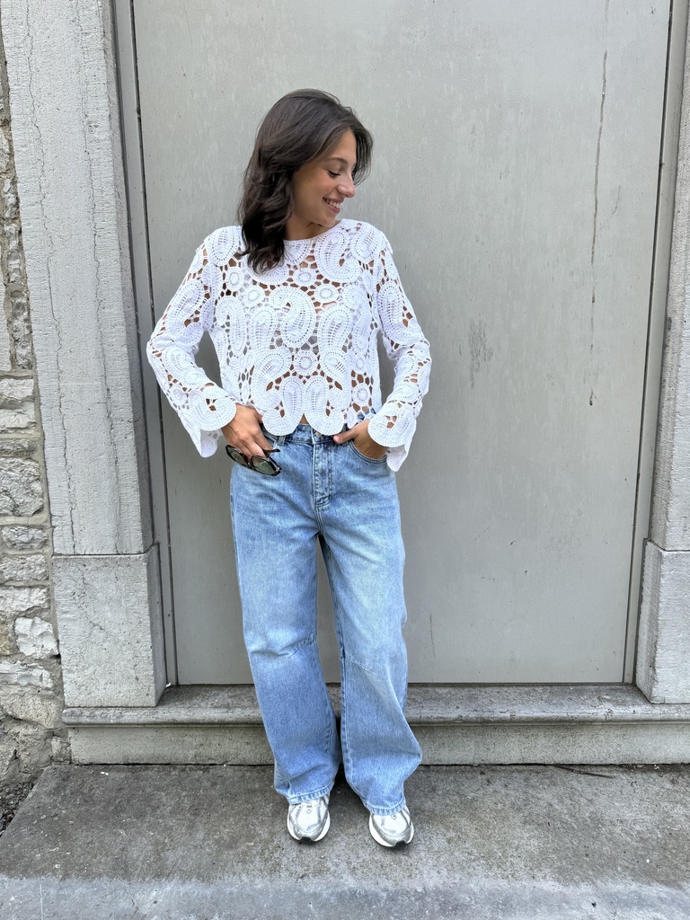 BLOUSE EN CROCHET BILLY - BLANC