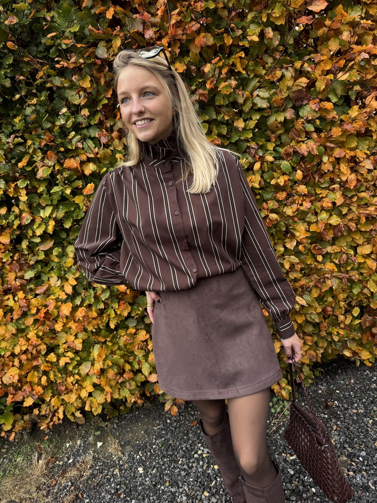 CHEMISE LIGNÉE SAMIA - MARRON