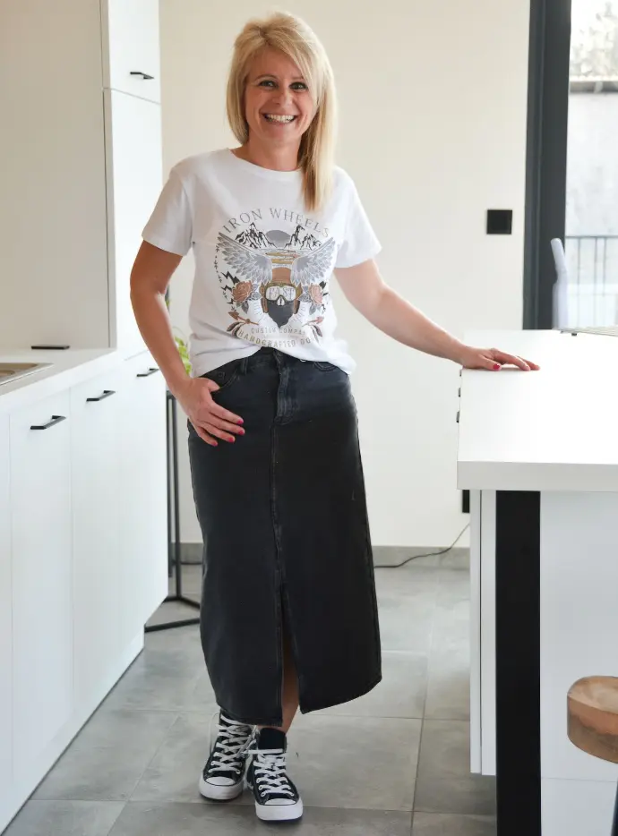 JUPE EN JEANS SOLINE - GRIS FONCÉ