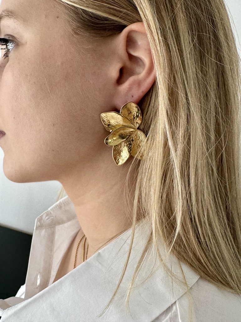 BOUCLES D'OREILLES ROSE - DORÉ