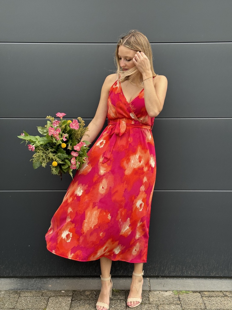ROBE LONGUE ALICE - FUSHIA/ORANGE