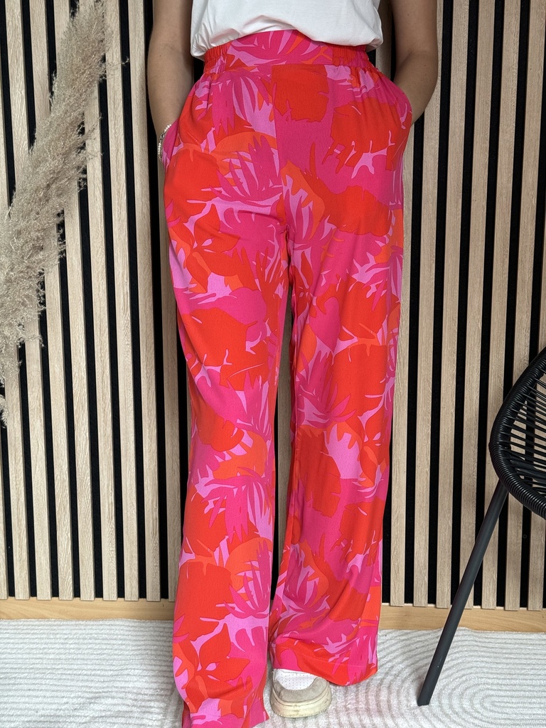 PANTALON À MOTIFS JESTA - ROSE/ROUGE