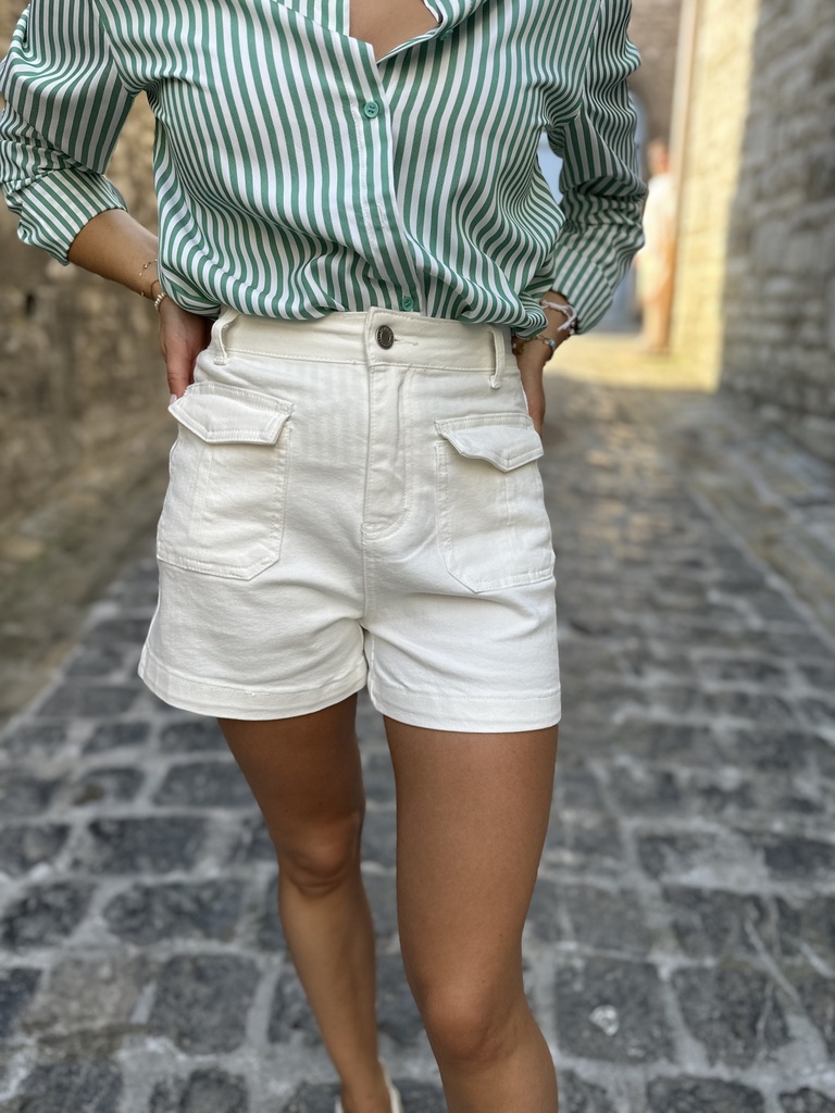 SHORT EN JEANS ODELINE - BLANC