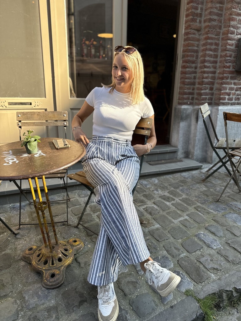 PANTALON LIGNÉ NINA - GRIS/BLEU