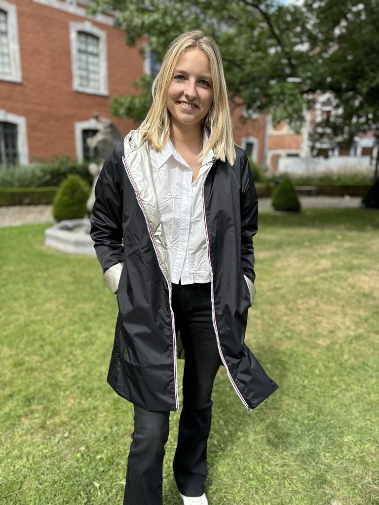 VESTE DE PLUIE MI-SAISON RÉVERSIBLE LONGUE - NOIR