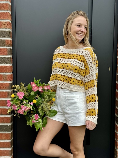 PULL EN CROCHET LORINE - JAUNE