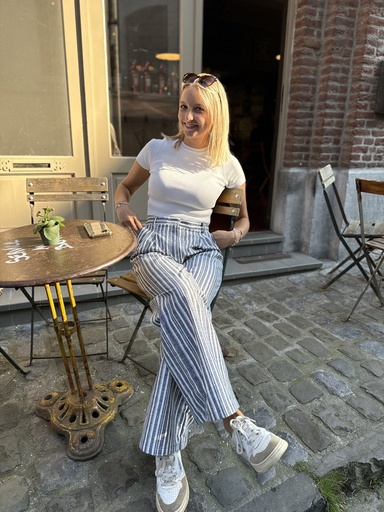 PANTALON LIGNÉ NINA - GRIS/BLEU