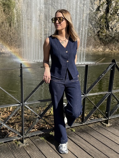 GILET SANS MANCHES EN JEAN - BLEU BRUT