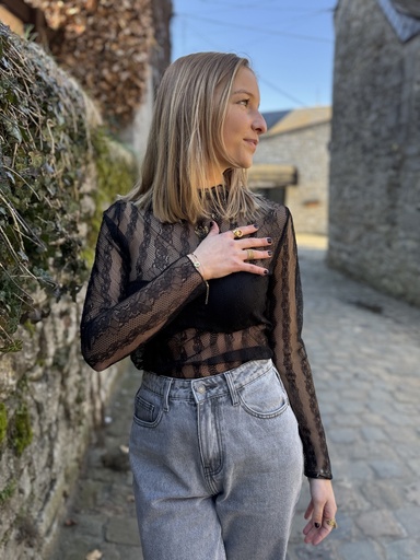 BLOUSE EN DENTELLE IVY - NOIR