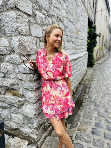 ROBE À MOTIFS MELA - ROSE